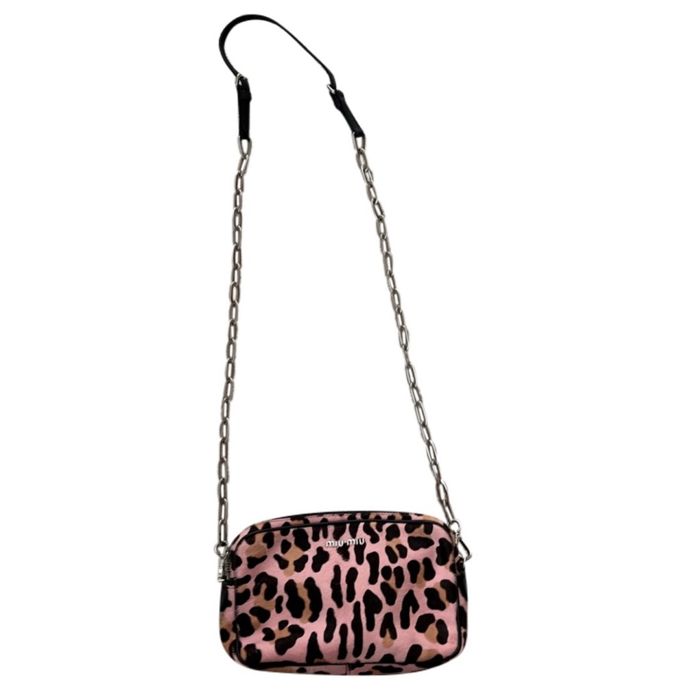 Authentic MIU MIU Cavallino Bag in Pink Leopard Pony Calf Hair